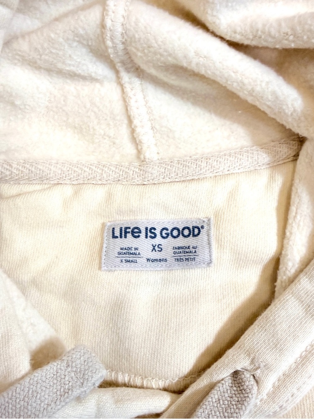 Life Is Good Cream Hoodie with Blue Graphic Women’s XS - Picture 12 of 13